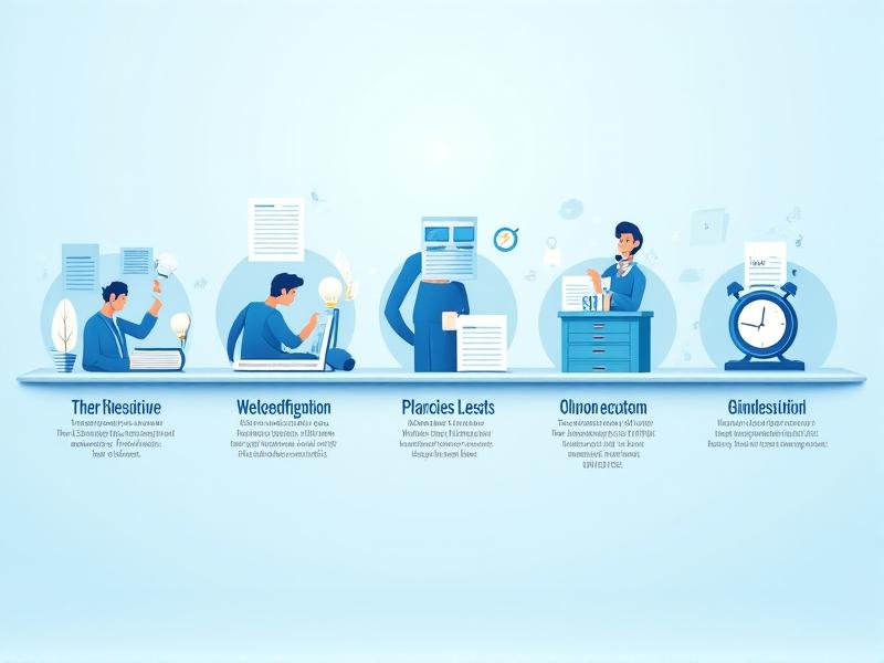 A step-by-step infographic showing the patent application process, from initial research to filing and examination. The image features a clean, modern design with icons representing each stage, set against a light blue background.