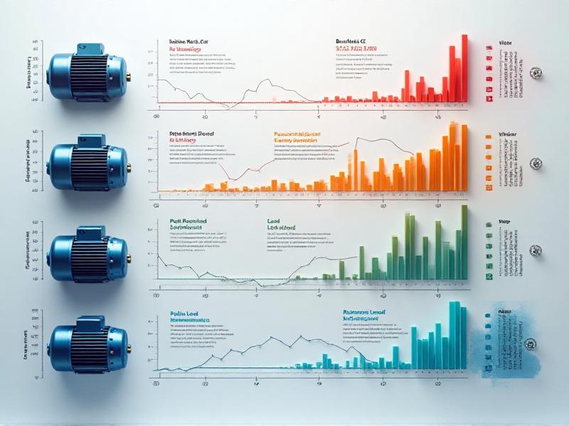 A detailed chart comparing the efficiency of different electric motors, with colorful graphs and annotations highlighting the performance of each motor type under varying loads and conditions.