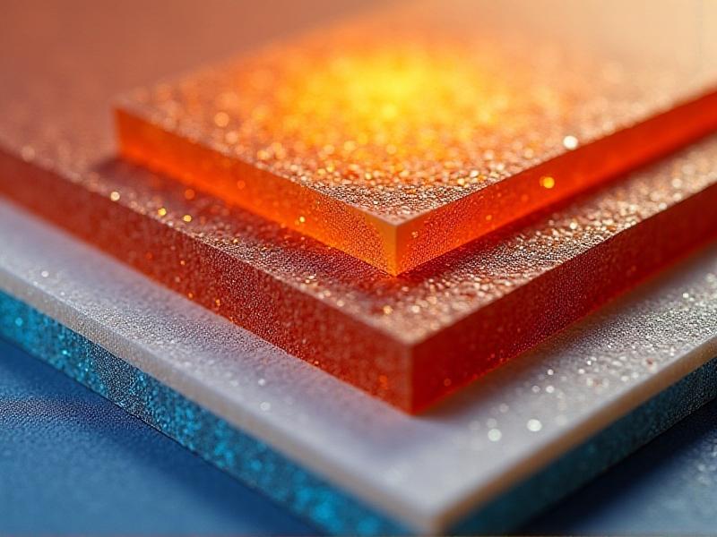 A close-up collage of various thermal insulation materials used in battery compartments, including ceramic fibers, aerogel sheets, phase change materials, and foam layers. The image emphasizes texture, color, and structural details, with a focus on their thermal resistance properties.